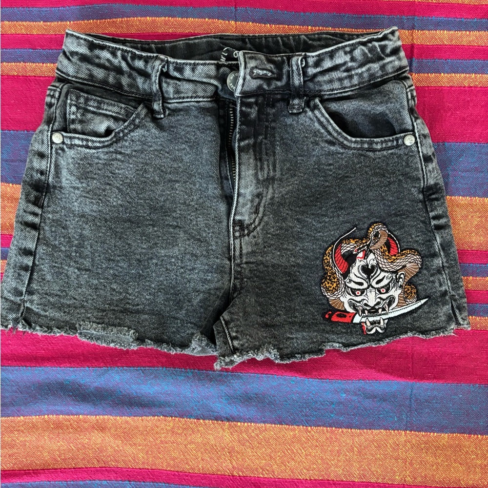 Art Class distressed grey shorts, cut off style